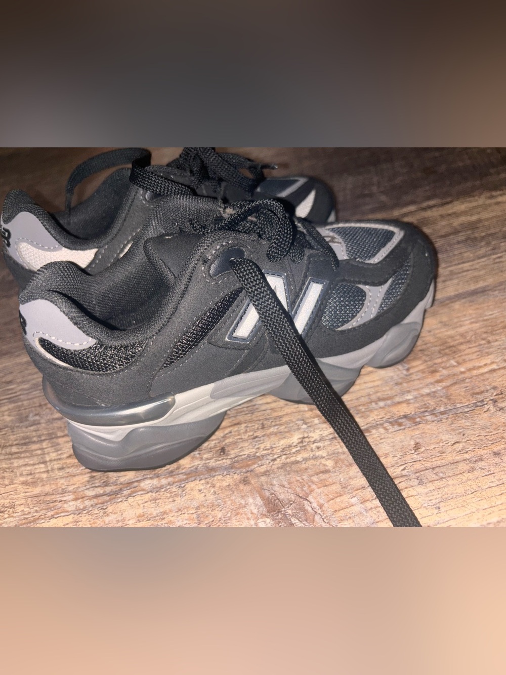 New Balance Kids Black and Gray Sneakers 13C